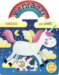 Krāso un līmē! Vienradži (balts)